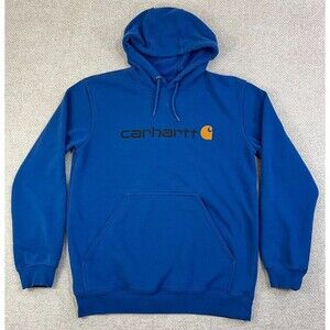 Carhartt Hoodie Men’s Medium Midweight Original Fit Blue Sweatshirt Graphic Logo